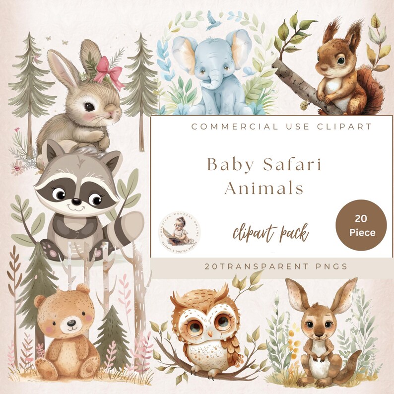 Safari Rabbit Baby First Baby Animal Clipart, Safari Baby Animal, Safari Clipart, Safari Baby ...