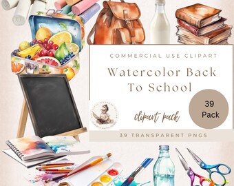 Classroom, Back to School Clipart, Watercolor Teacher Clip Art, Education Clipart, School Supplies Png, First Day of School, Classroom Image