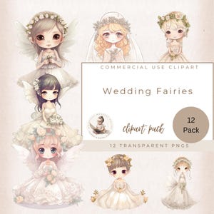 Süße Fee Hochzeit Clipart, Fantasy magische Hochzeit Clipart, Junk Journal, Karte machen kommerzielle Nutzung, Hochzeit Clipart, Einladungen