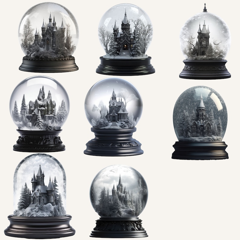 Gothic Snow Globe Clipart, Snow Globe Clip Art, Christmas Ball Clip Art
