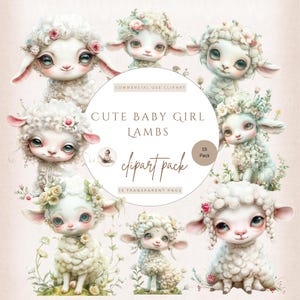 Watercolor Lamb, Lamb Baby Shower, Cute Lamb Clipart, Cute Animal Clipart, Commercial use, Digital Craft, Nursery Wall Art, Nursery Decor