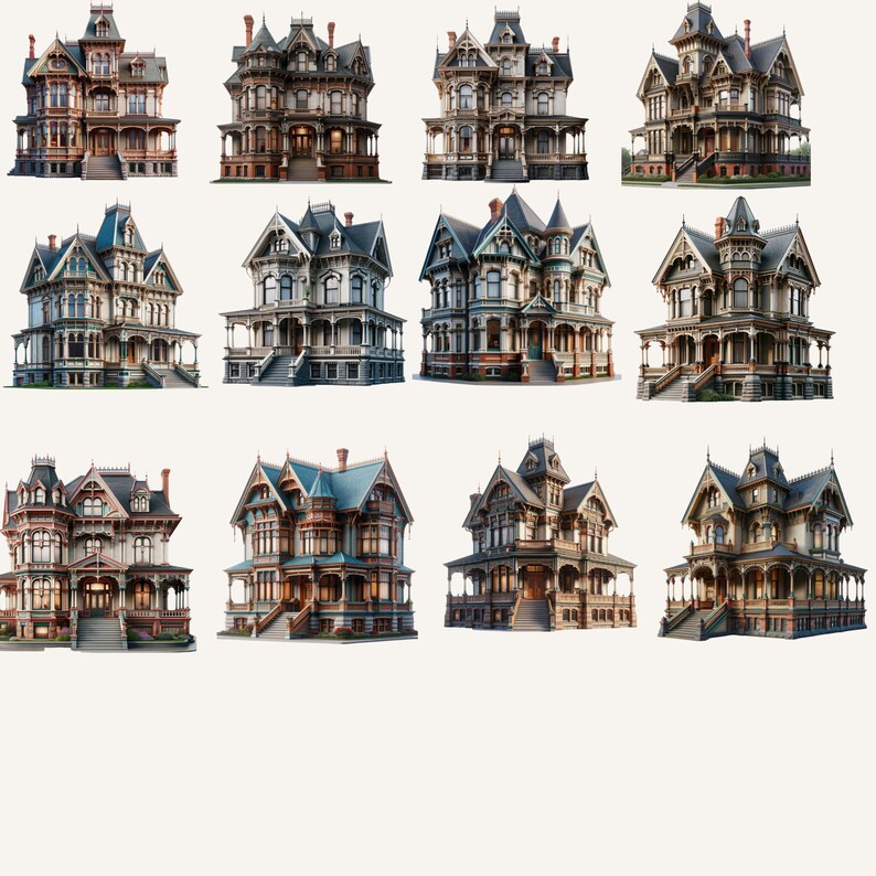 Victorian Houses Clipart, Victorian Style, Victorian Era, Victorian