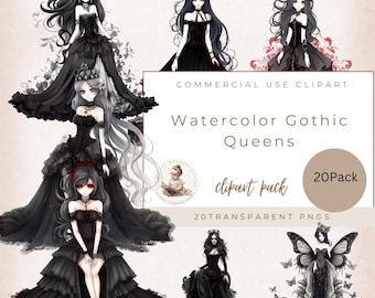 ゴシックプリンセスのクリップアート、透明PNG、ダークファンタジーの