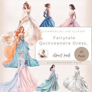 Prom Dresses, Quinceanera Dresses, Ball Dress, Princess dress, Commercial Use, 300 DPI, Transparent background, PNG, Instant Download.