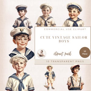 Süße Sailor Boys Clipart, nautische Clipart, kleine Sailor Clipart, digitale Designs, kommerzielle Nutzung, Kartenherstellung, digitaler Download