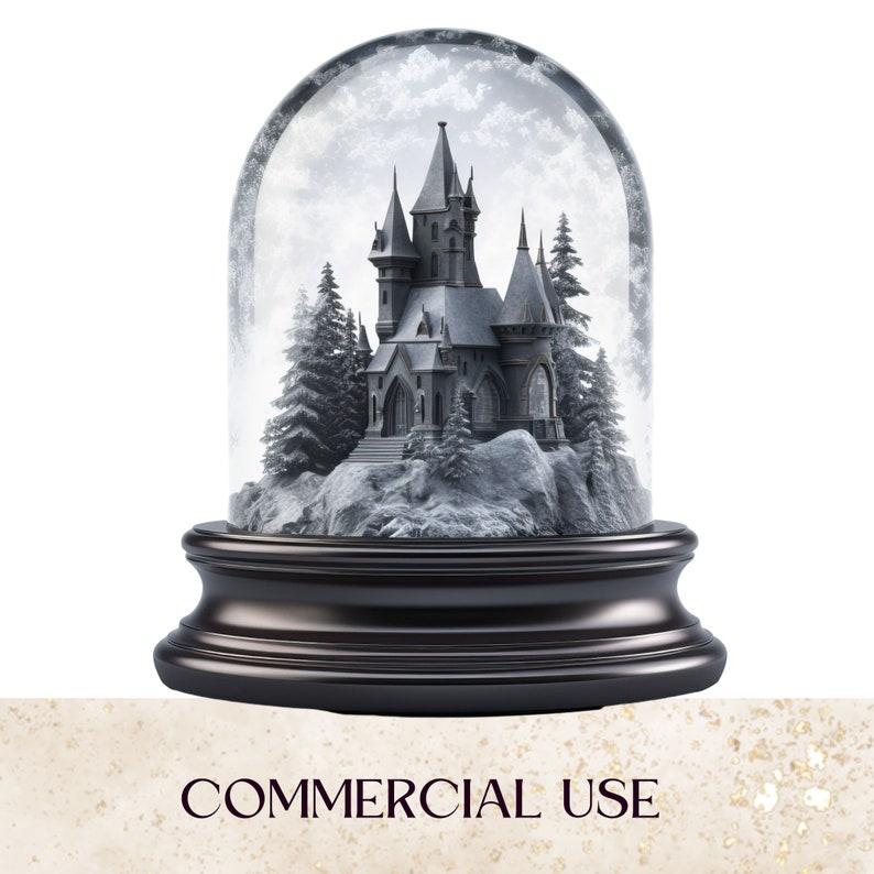 Gothic Snow Globe Clipart, Snow Globe Clip Art, Christmas Ball Clip Art