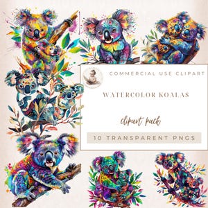 Watercolor Koala, Watercolor Clipart, Cute Koala Clipart, Australian Animals, Nursery Decor, Art Decor, Commercial Use, Digital Crafts