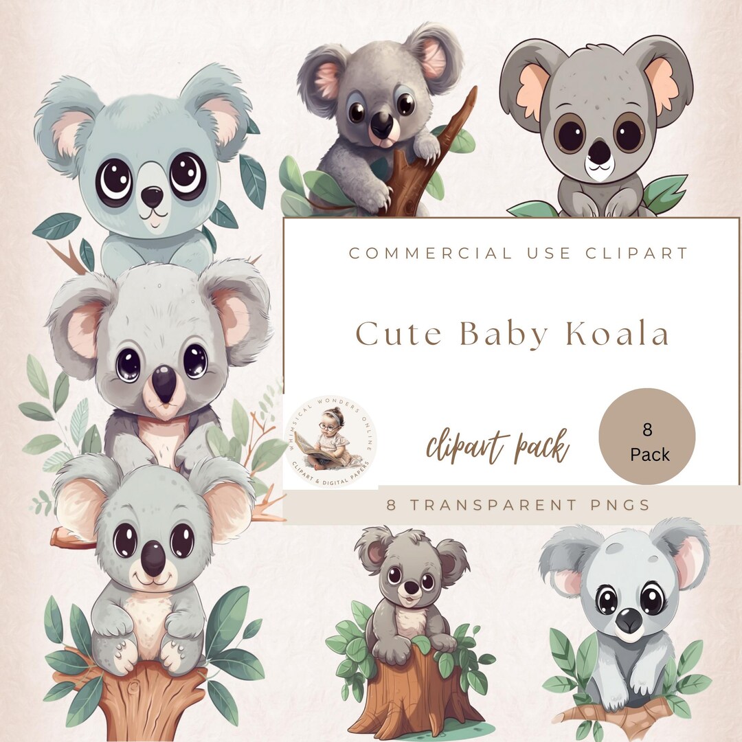 Cute Baby Koala Clipart, Transparent Png Nursery Decor, Baby Shower ...