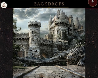 Medieval Fantasy Backdrops, Digital Backdrops, Dragons Lair, Evil Dragon Backdrop, Castle Backdrops, Commercial Use, Digital Crafts