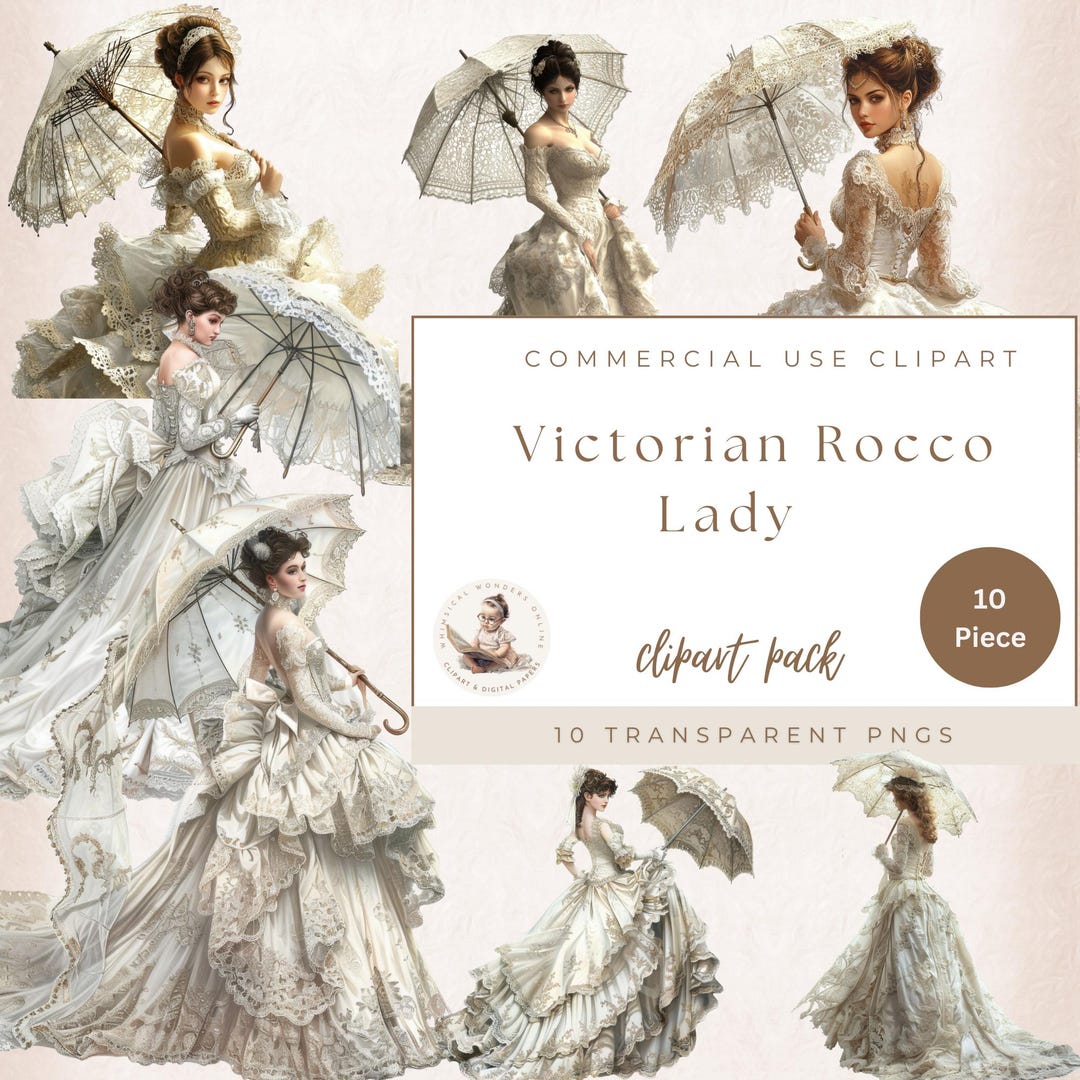 Victorian Rocco Lady, Victorian Clipart, Wedding Clipart, Transparent ...