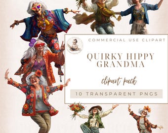 Clipart original grand-mère, graphiques hippie grand-mère, clipart fantaisie, grand-mère drôle, images de scrapbooking grand-mère, usage commercial, travaux manuels numériques