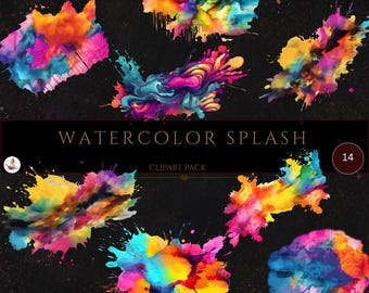 Watercolor Color Splash Clipart, Alcohol Ink Png, Watercolor Splatter Clipart, Ink Splatter, Commercial Use, Watercolor Background Png