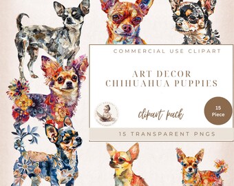 Chihuahua Clipart, Chihuahua Hund Kunst, süßer Hund Clipart, Chihuahua Clip Art, Aquarell Clipart, kommerzielle Nutzung, digitales Kunsthandwerk