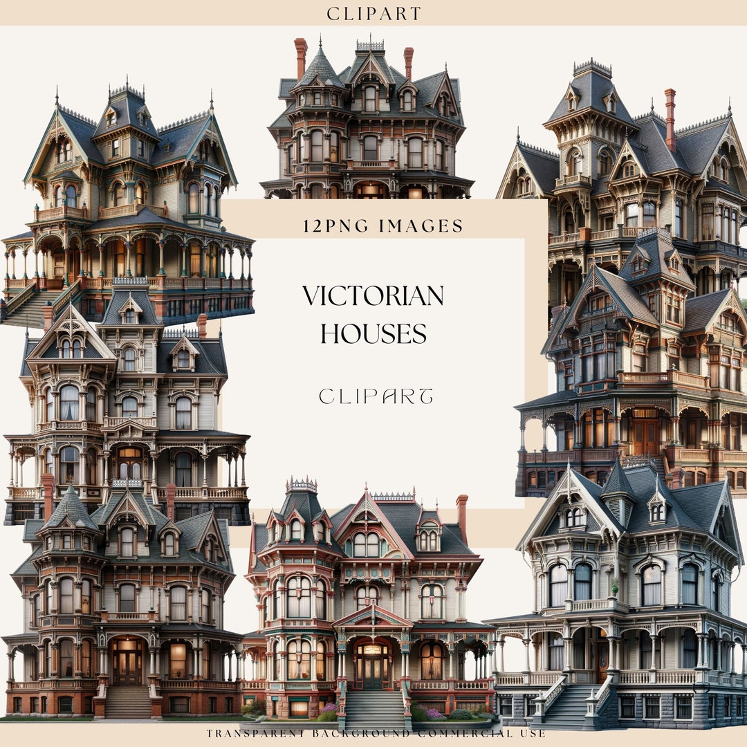Victorian Houses Clipart, Victorian Style, Victorian Era, Victorian