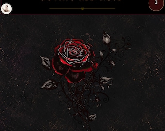 Red & Black Single Rose, Gothic Rose, Valantines Day Red Rose, Anniversary Clipart, Romance Clipart, Commercial Use, Card Making, 300 DPI