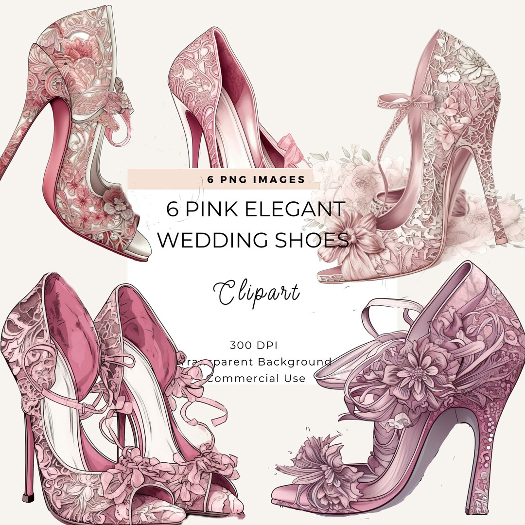 Pink Prom Wedding Shoes Clipart High Heels Clipart Etsy