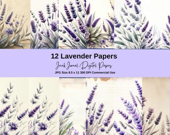 Vintage Lavender Digital Papers, Lilac Floral Printable, Junk Journal, Shabby Purple, Papers, Commercial Use, Lavender Journal Papers