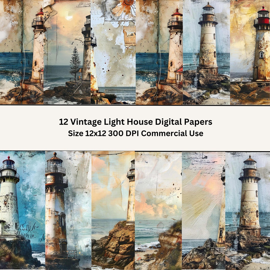 Vintage Lighthouse, Junk Journal Printable, Lighthouse Background ...