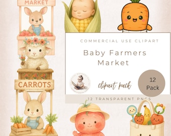 Lokaal geteelde clipart, babymarkt png, baby- en bloeimarkt clipart, babyshower, kleine spruitjesmarkt, babyproducten illustraties,