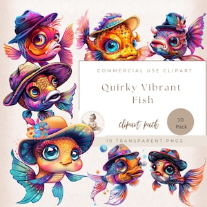Lustige Fisch Clipart, süße Fische Clipart, digitaler Download, Fisch Illustration, schrullig Fisch, kommerzielle Nutzung, digitales Handwerk, nautische Clipart