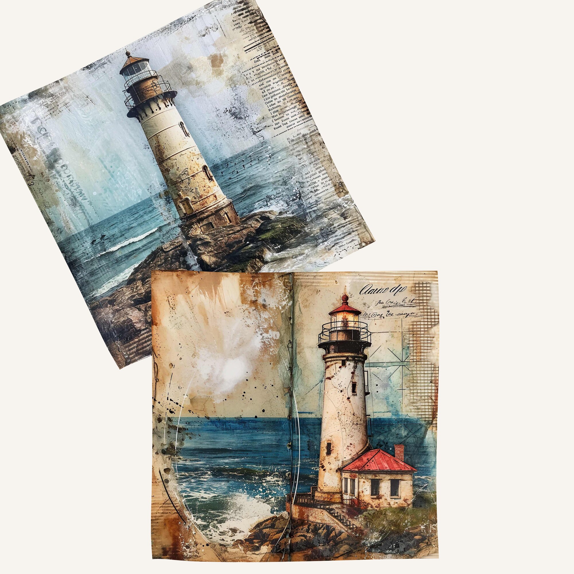 Vintage Lighthouse, Junk Journal Printable, Lighthouse Background ...
