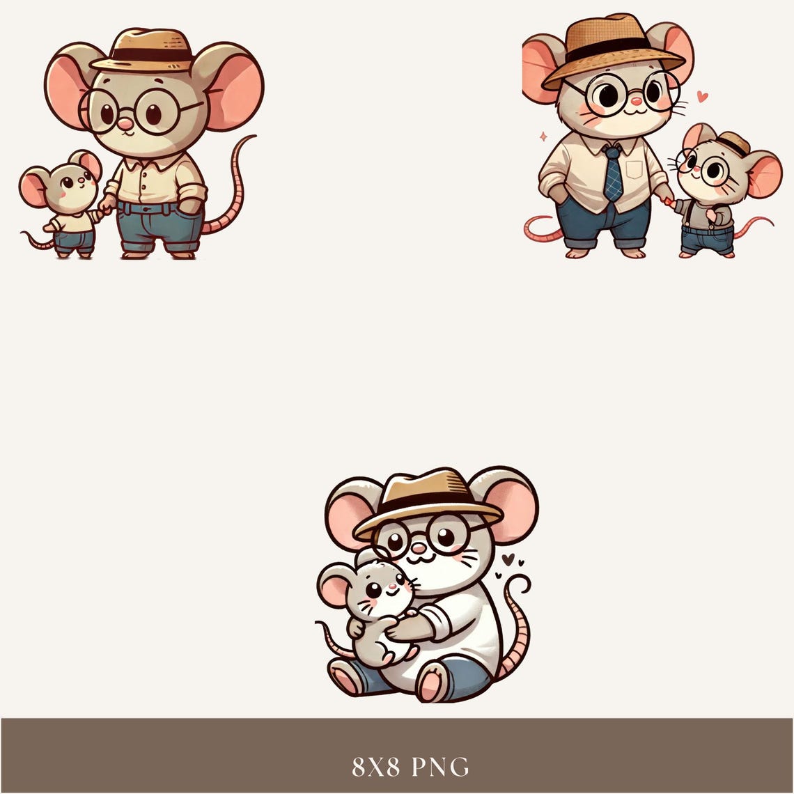 Father Mouse Father Son Clipart, Dad and Son Clipart, Father's Day Clipart, Cute ...