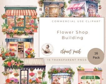 Negozio di fiori, Negozio di fiori vittoriano, Clipart di negozi di fiori ad acquerello, Clipart di negozi di fiori, Uso commerciale, Vetrine di negozi