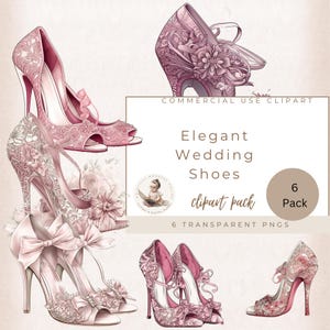 Pink Prom, Wedding Shoes Clipart, High Heels Clipart, Printable Clipart, Commercial Use, Wedding Clipart, Fashion Clipart, Card Making