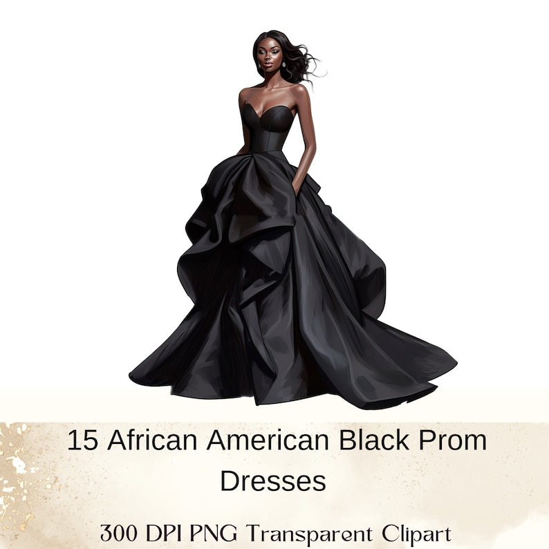 Robes noires de bal afro-américaines, robes de Quinceanera, robe de bal, robe de princesse, utilisation commerciale, 300 DPI, fond transparent, PNG, image 4