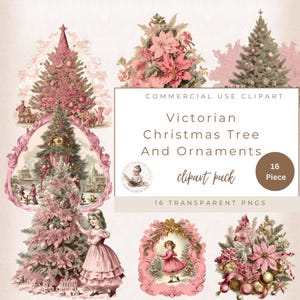 Pink Christmas Clipart, Vintage Pink Christmas PNG, Pink Winter Clipart, Paper Crafts, Digital Crafts, Commercial Use, Card Making, 300 DPI