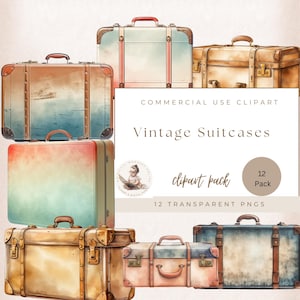 Clipart valise et coffre vintage, clipart valise, usage commercial, clipart vintage, voyage des cliparts, fabrication de cartes, journal indésirable, scrapbooking