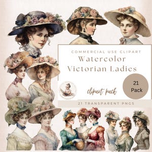 Victorian Lady Clipart, Victorian Clipart, Vintage Lady, Printable Art, Scrapbook, Junk Journal, Clipart Bundle, Women PNG Commercial Use