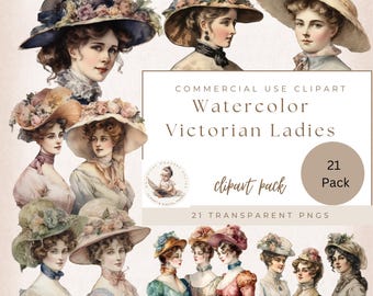 Victorian Lady Clipart, Victorian Clipart, Vintage Lady, Printable Art, Scrapbook, Junk Journal, Clipart Bundle, Women PNG Commercial Use