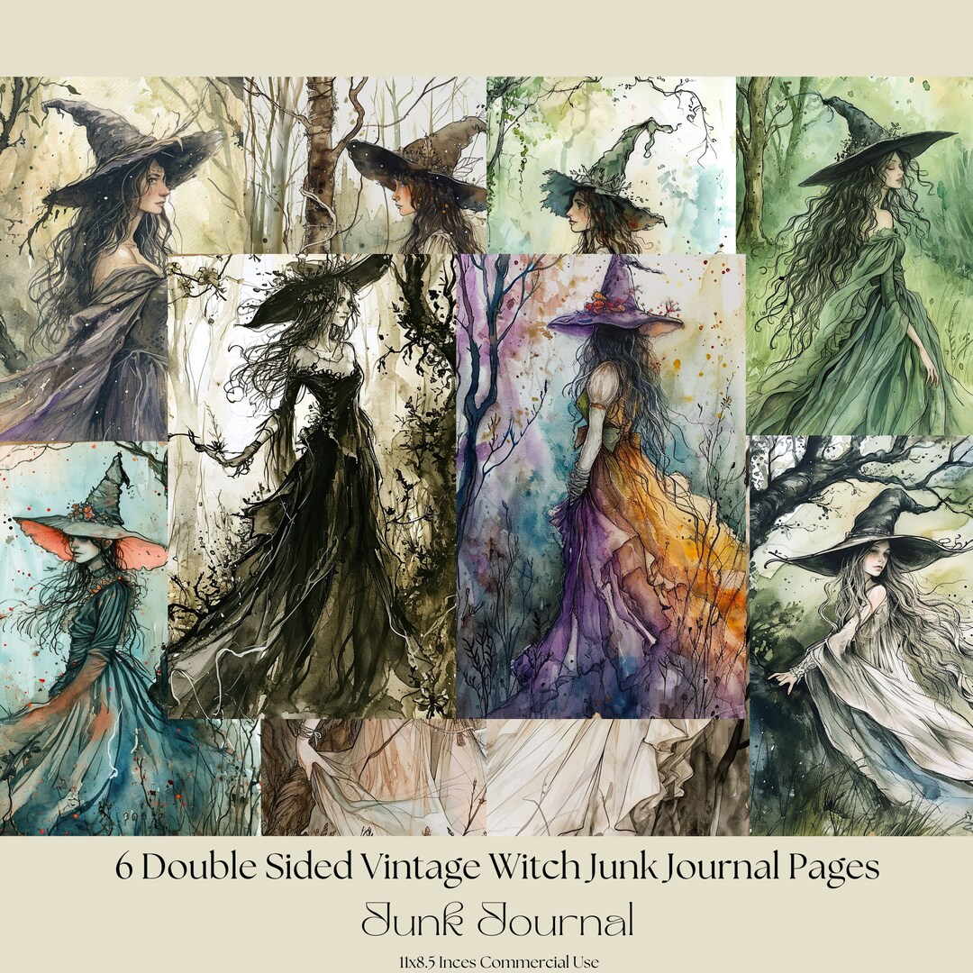 Vintage Witch, Vintage Journal Pages Junk Journal Printable, Witch ...
