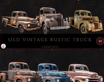 Watercolor Vintage Rusty Truck Clipart, Commercial Use, Rusty Vintage Truck, Digital Scrapbooking, Old Truck, Vintage Farm, Truck Clipart