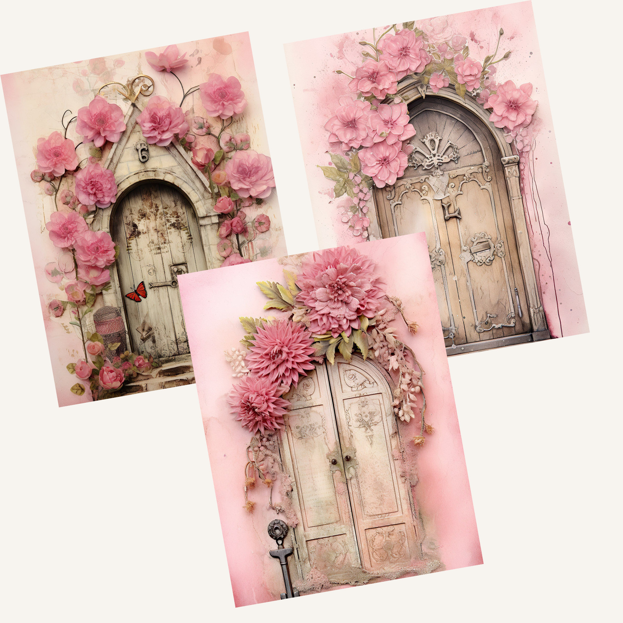 Pink Shabby, Doors, Wooden Doors Junk Journal, Fairy Door, Printable ...