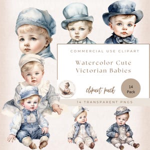 Clipart di un bambino in stile vittoriano, uso commerciale, artigianato digitale, grafica per bambini, PNG trasparente, scrapbooking, clipart di decorazioni in stile vittoriano