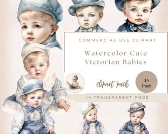 Victorian Baby Clipart, Commercial Use, Digital Crafts, Baby Graphics, Transparent PNG, Scrapbook Junk Journal, Victorian Era Decor Clipart