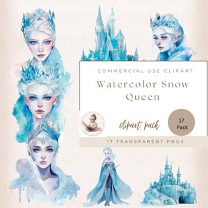 Snow Princess Clipart, Frozen Inspired Clipart, Snowflakes Clipart, Elsa Clipart, Winter Clipart, Ice Queen Clipart, Snow Queen, Commercial