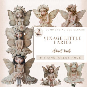Kleine Vintage Fee Clip Art, Vintage Schmetterling Mädchen Grafiken, Fantasy Clipart, Fee Junk Journal, Fee Ephemera, Digitales Kunsthandwerk,