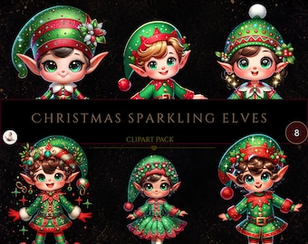 Christmas Elves Clipart, Sublimate Designs, Christmas Elf, Santa's Helpers, Christmas Elf Clipart, Commercial Use, Card Making,