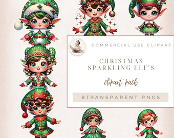 Christmas Elves Clipart, Sublimate Designs, Christmas Elf, Santa's Helpers, Christmas Elf Clipart, Commercial Use, Card Making,