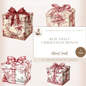 Red Toile Weihnachtsbox Grafiken, Weihnachten Clip Art, Urlaub Clipart, Clipart Geschenkbox, Urlaub Clipart, digitales Basteln, transparenter Png