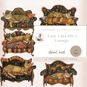 Imágenes prediseñadas de gatos en un salón, imágenes prediseñadas de gatos perezosos, imágenes prediseñadas de gatos divertidos, imágenes prediseñadas de mascotas, gatos durmiendo, uso comercial, manualidades digitales, gráficos de gatos