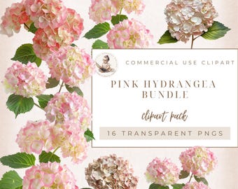 Flores rosas en acuarela, baby shower, ramo de hortensias, clipart floral, clipart de boda, descarga instantánea, uso comercial