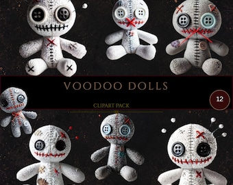 Voodoo Doll Clipart, Halloween Clipart, Voodoo Doll Graphics, Transparent Backgrounds, Creepy Doll Png, Commercial Use, Digital Crafts