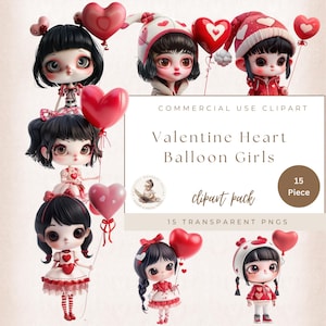 Walentynki Serca Balony Dziewczyny, Walentynki Clipart, Romantyczne Clipart, Walentynki Dziewczyny Png, Fantazyjne Clipart, Fantasy Clipart, Użytek Komercyjny