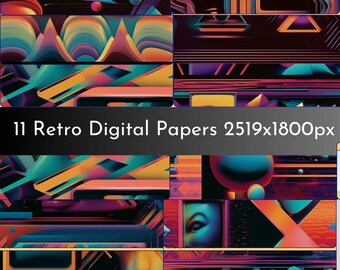 Naadloze digitale patronen uit de jaren 70, retro digitaal papier, ideaal voor scrapbooking, uitnodigingen, boekomslagen, stoffen, textiel, commercieel gebruik