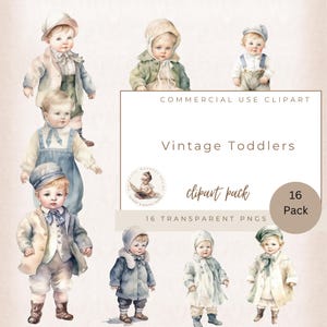 Clipart bébé victorien, clipart bébé, usage commercial, clipart, fabrication de cartes, illustrations de mode vintage, baby shower, bébé garçon vintage