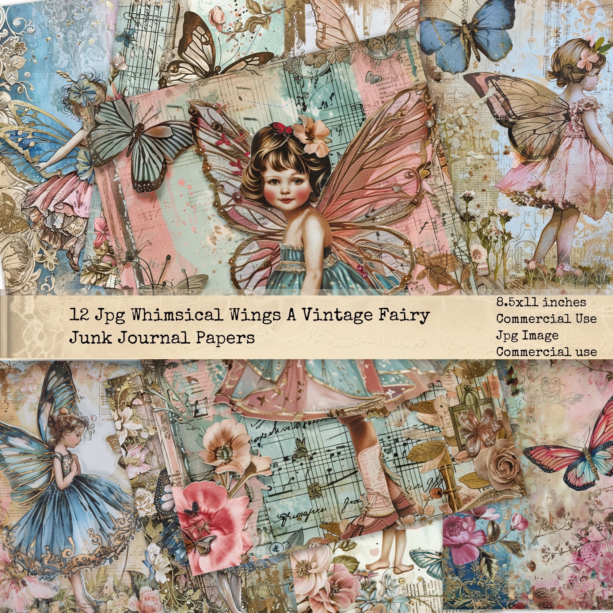 Junk Journal Printable, Vintage Fairy Journal Paper, Vintage Fairy Junk ...